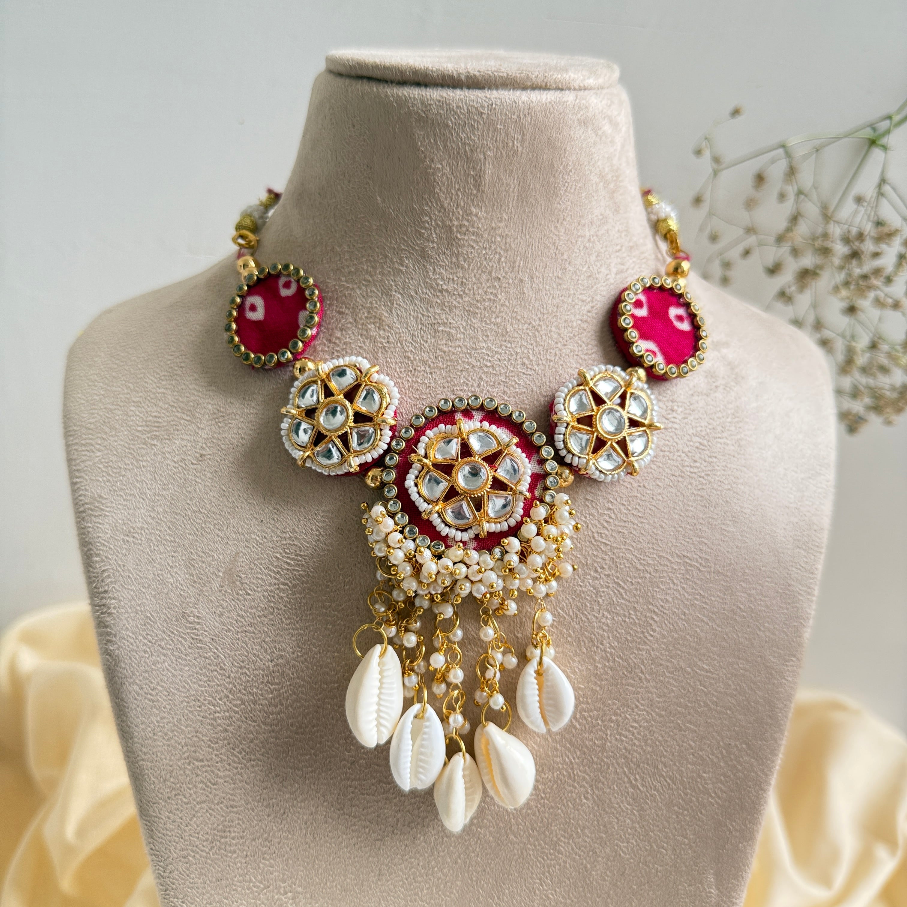 Rohini Set (Rani pink Bandhani)