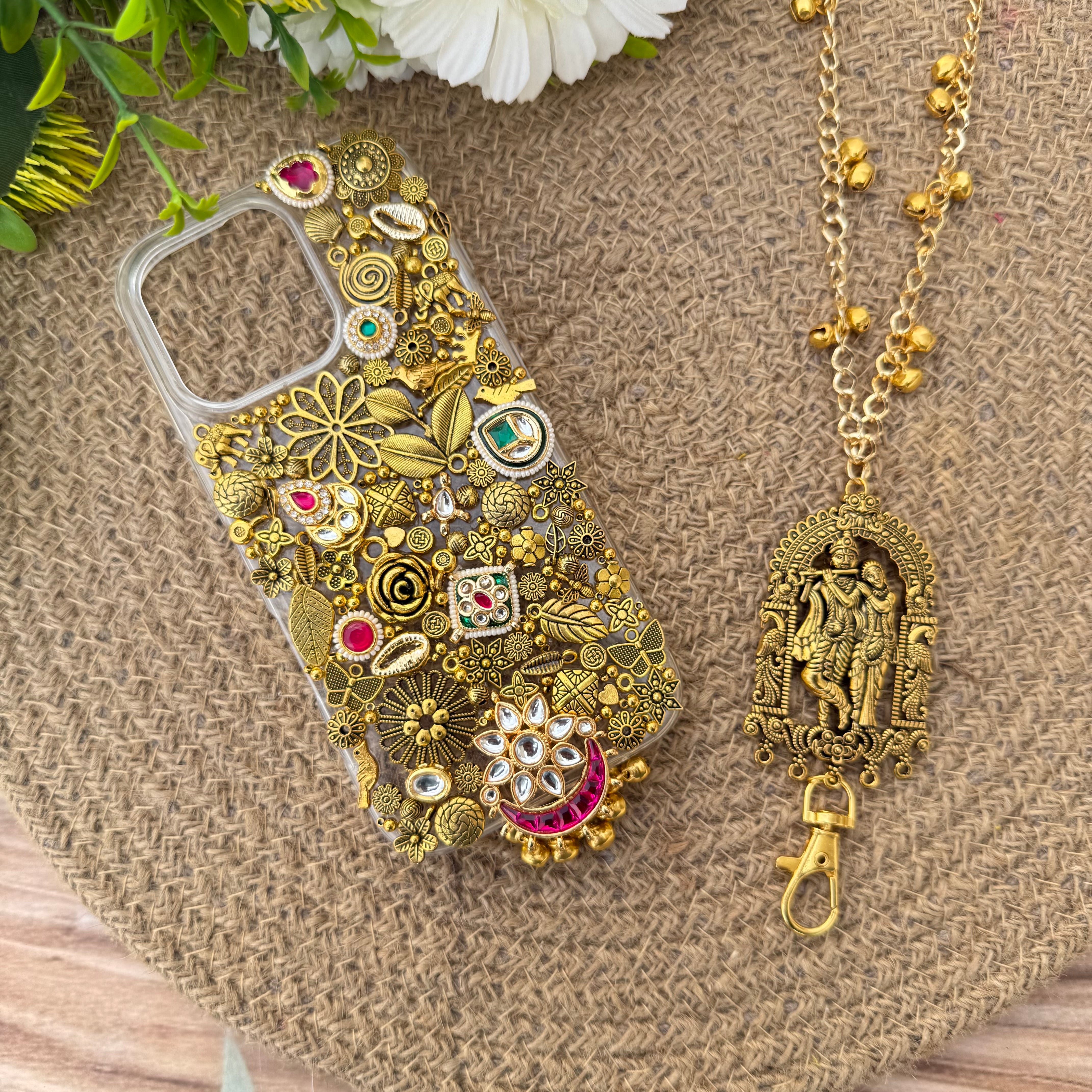 Krisha - Golden Charm Phone Cover / Cash with Free sling ( Mentione Model in Notes Or Whatsup)