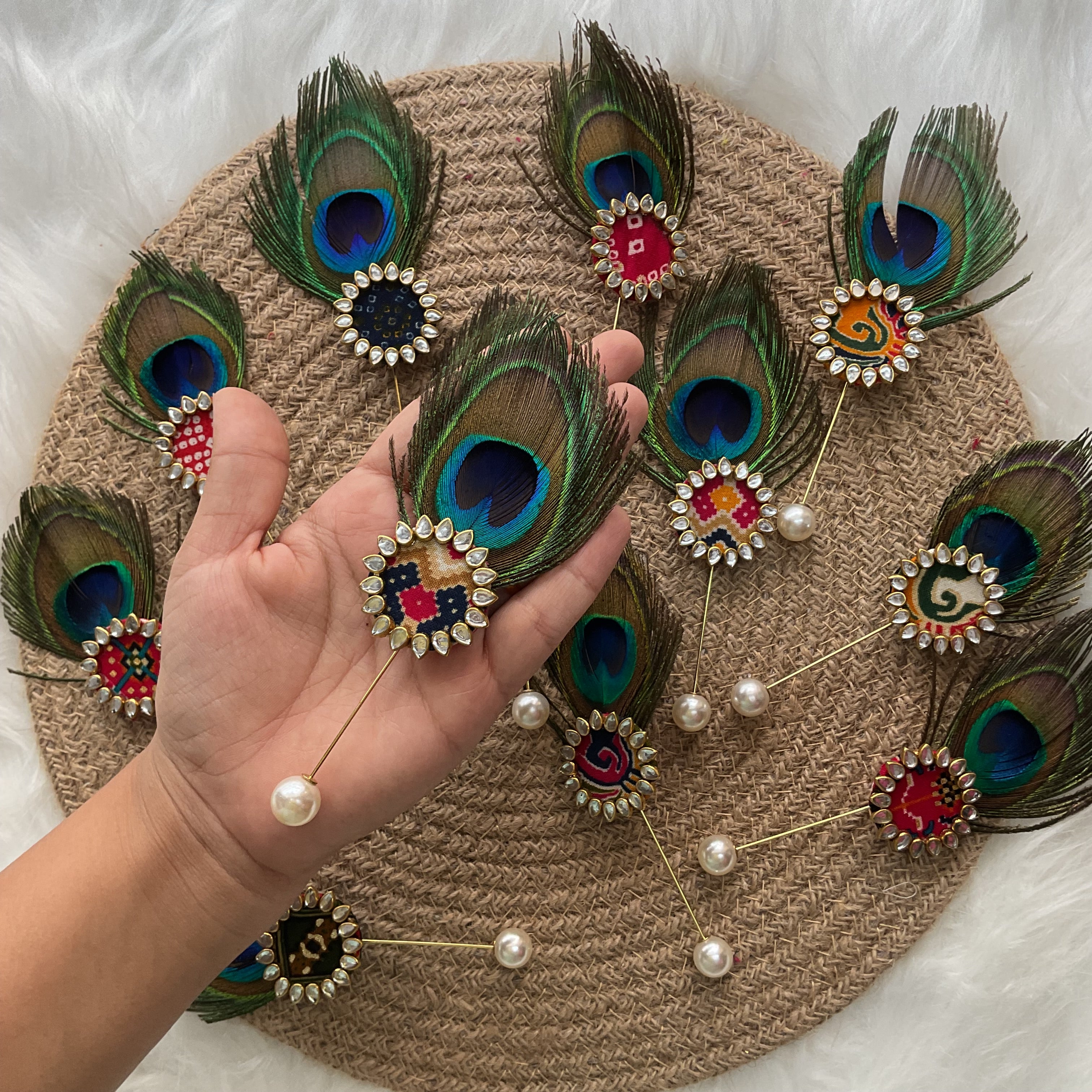 Bandhani and Patola Print Brooches