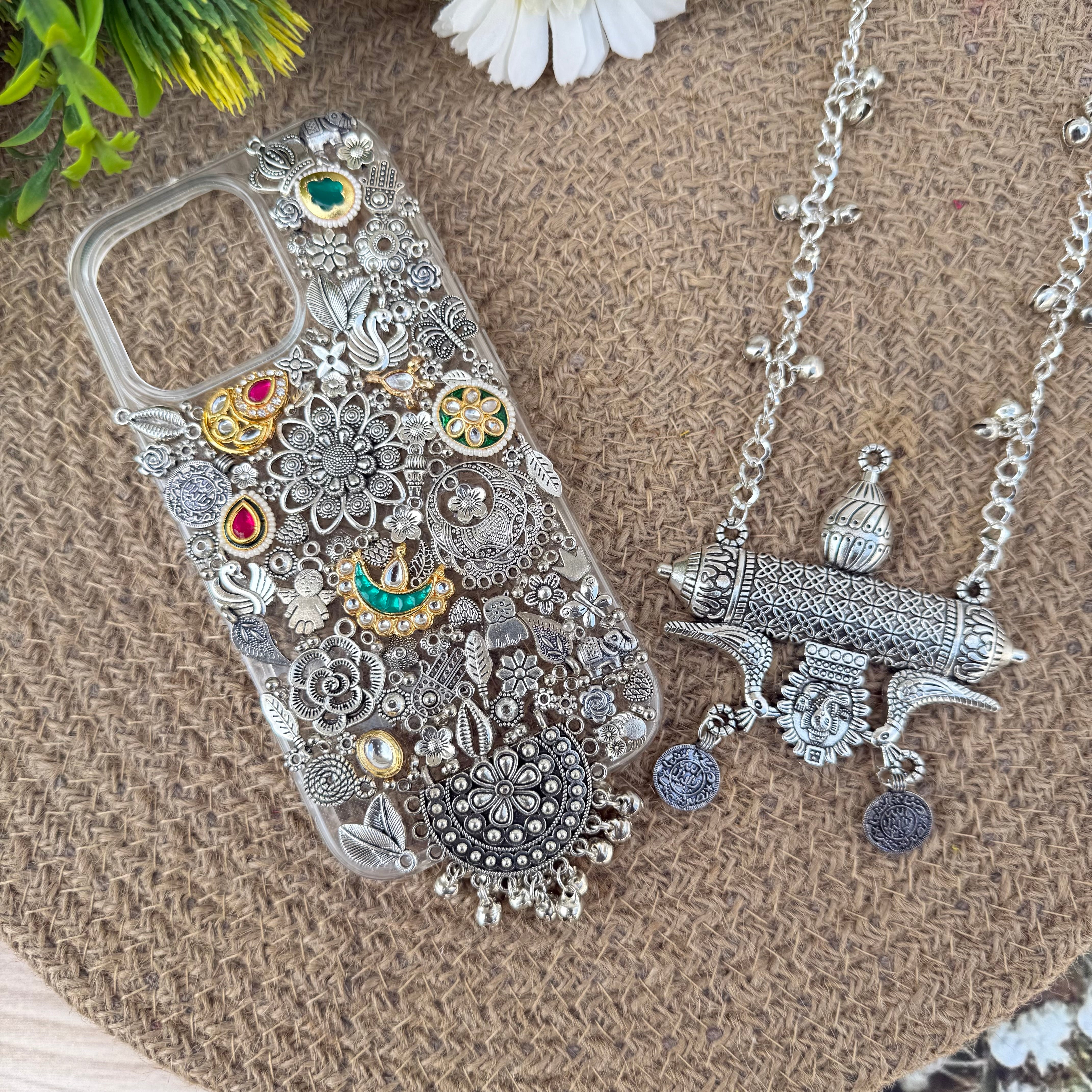 Kaneez - Silver Charm Phone Cover / Cash with Free sling ( Mentione Model in Notes Or Whatsup)