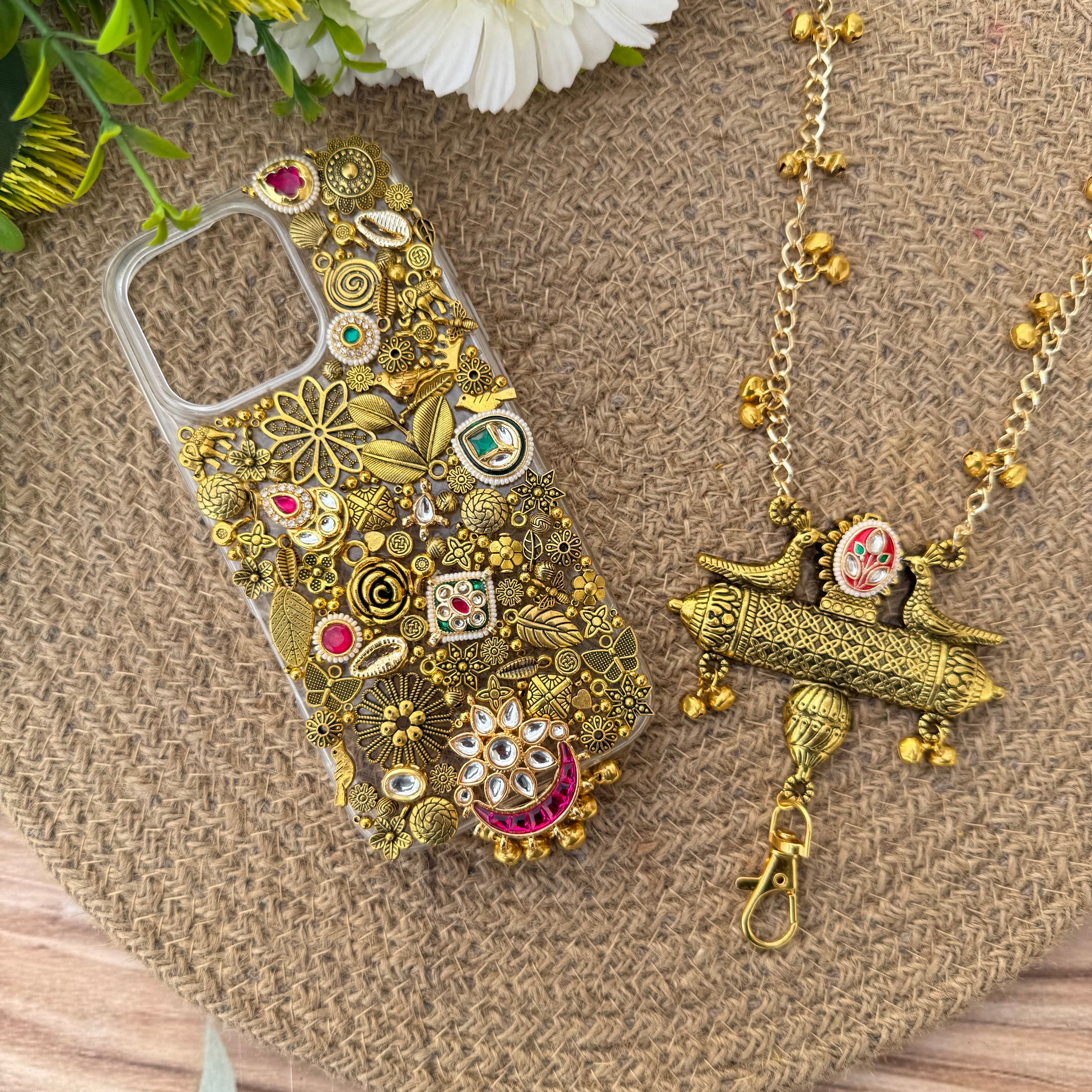 Haniya - Golden Charm Phone Cover / Cash with Free sling ( Mentione Model in Notes Or Whatsup)