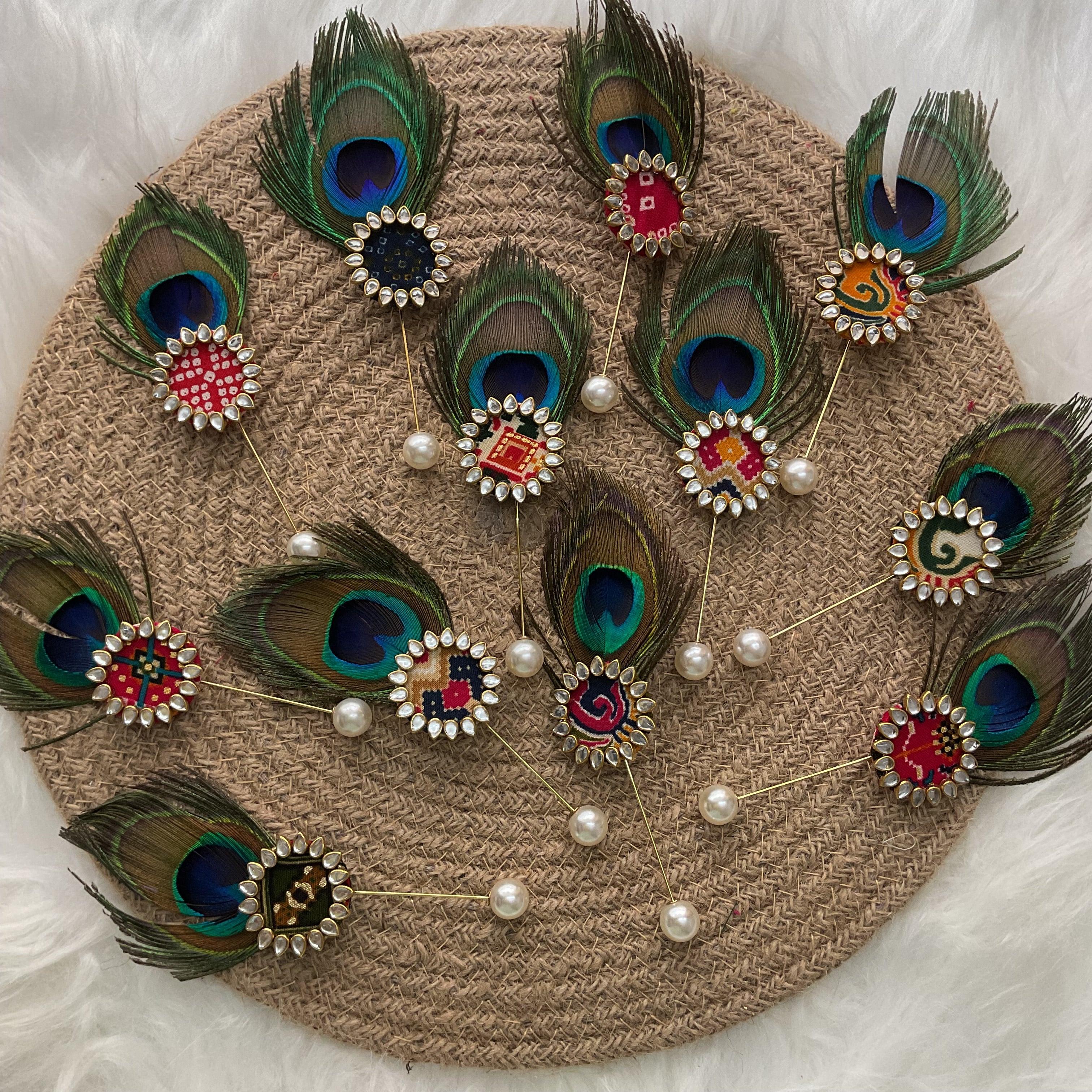 Bandhani and Patola Print Brooches