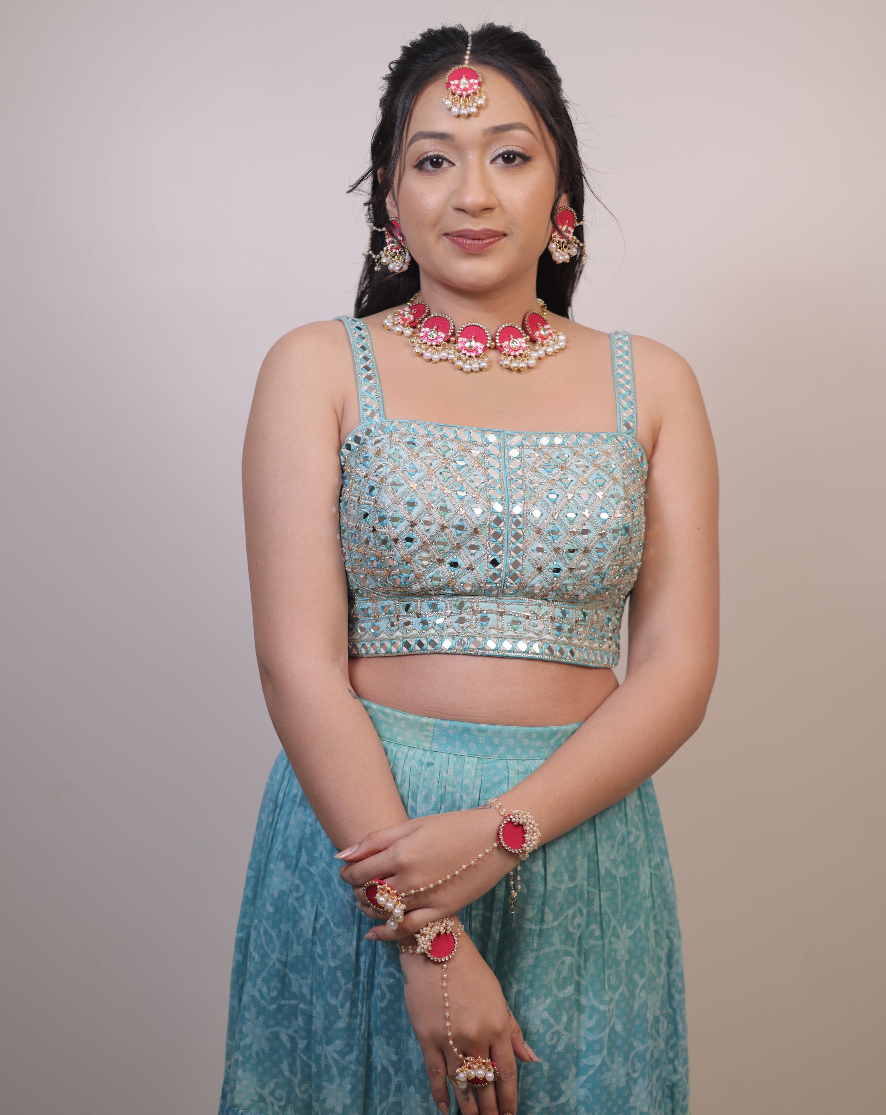 Samiksha Nacklace set (Rani pink)