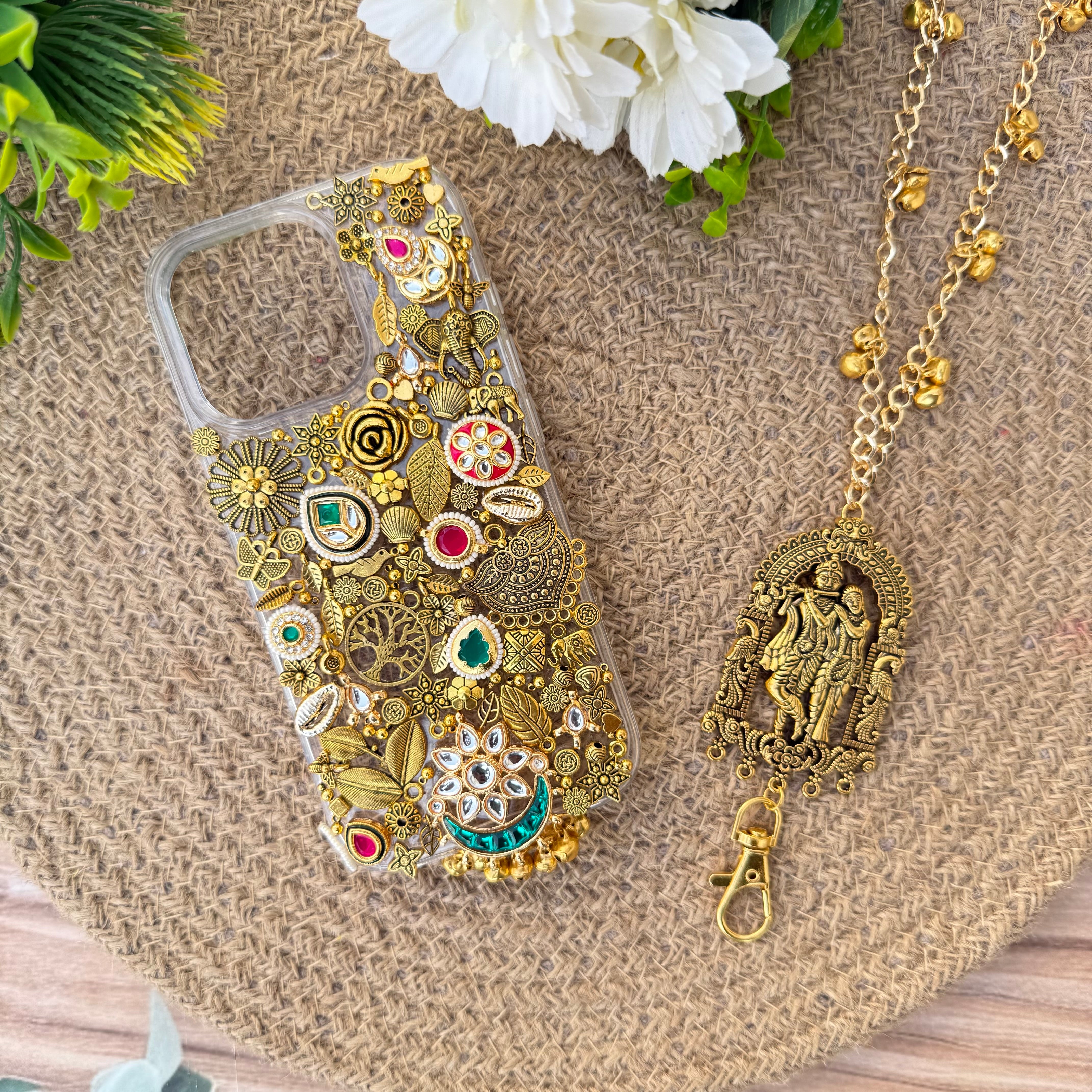 Krisha - Golden Charm Phone Cover / Cash with Free sling ( Mentione Model in Notes Or Whatsup)