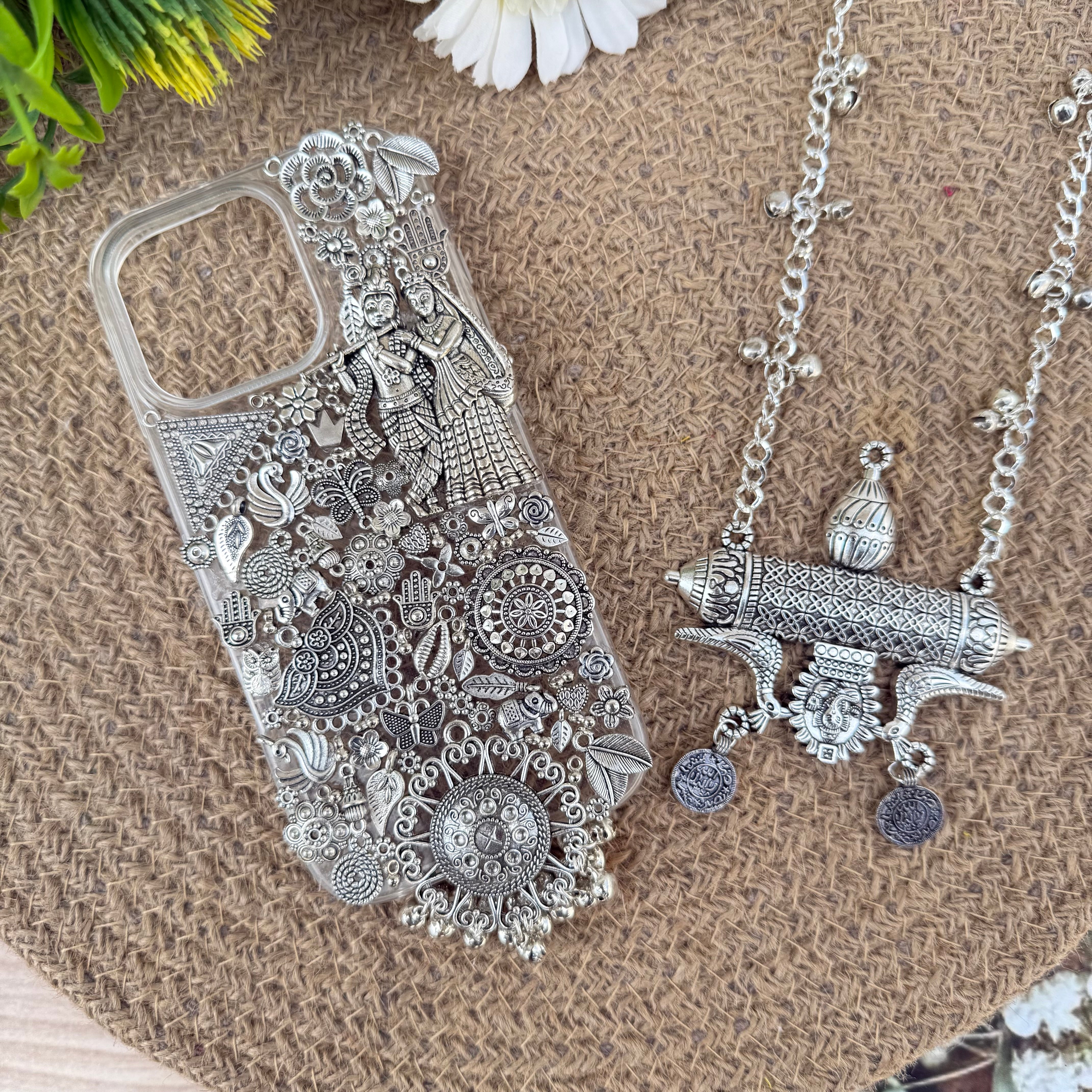 Elakshi - Silver Charm Phone Cover / Cash with Free sling ( Mentione Model in Notes Or Whatsup)