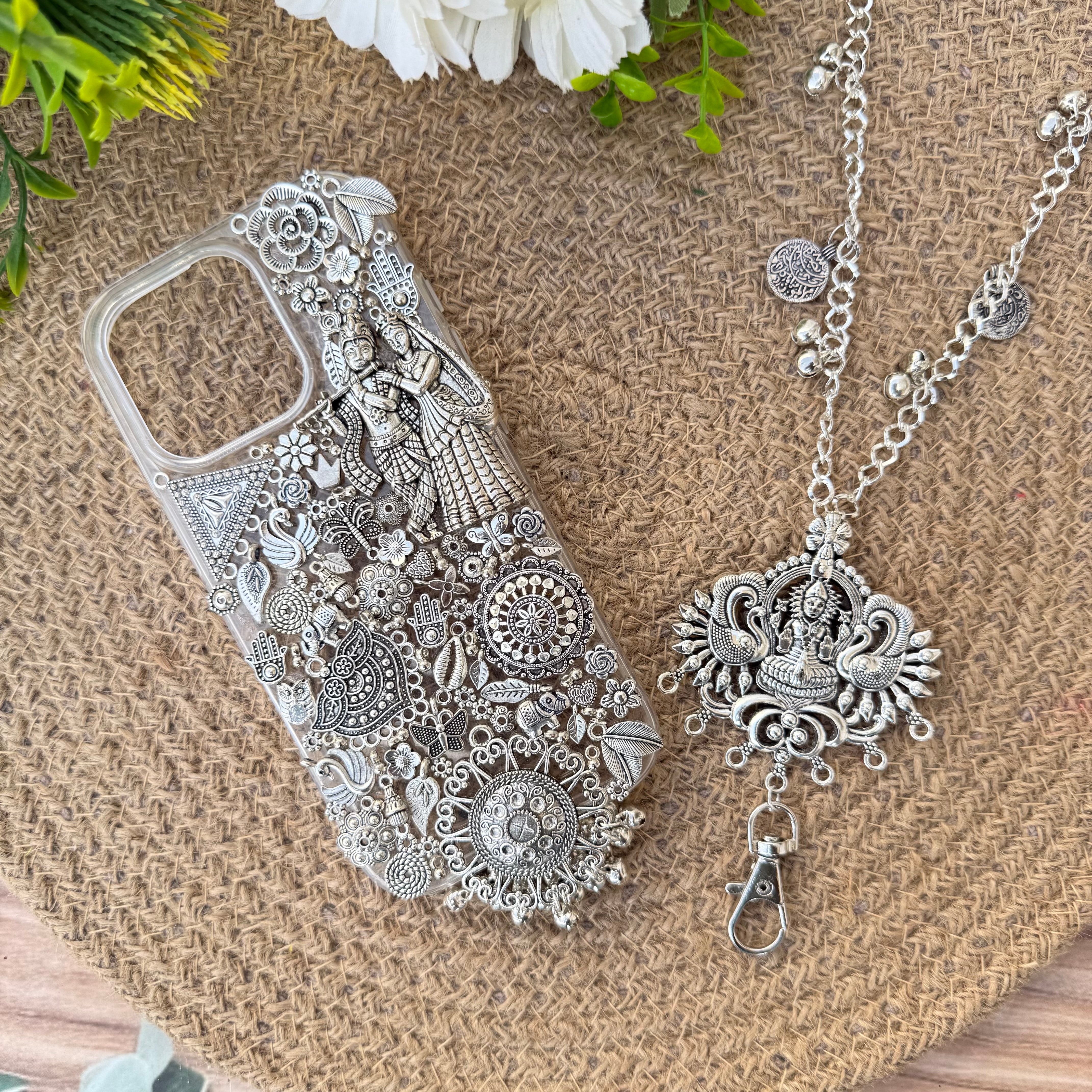 Elakshi - Silver Charm Phone Cover / Cash with Free sling ( Mentione Model in Notes Or Whatsup)