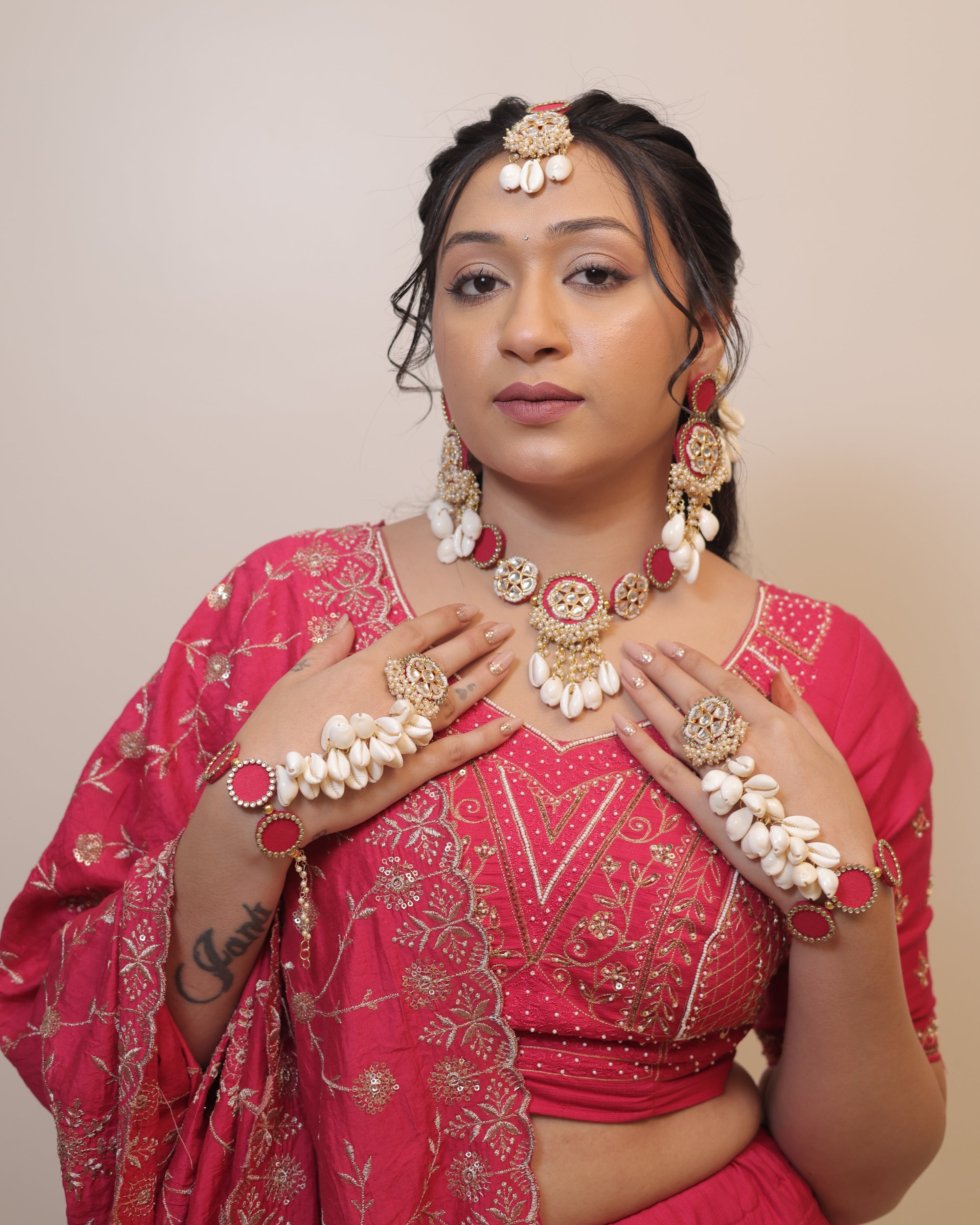 Rohini set  (Rani pink )