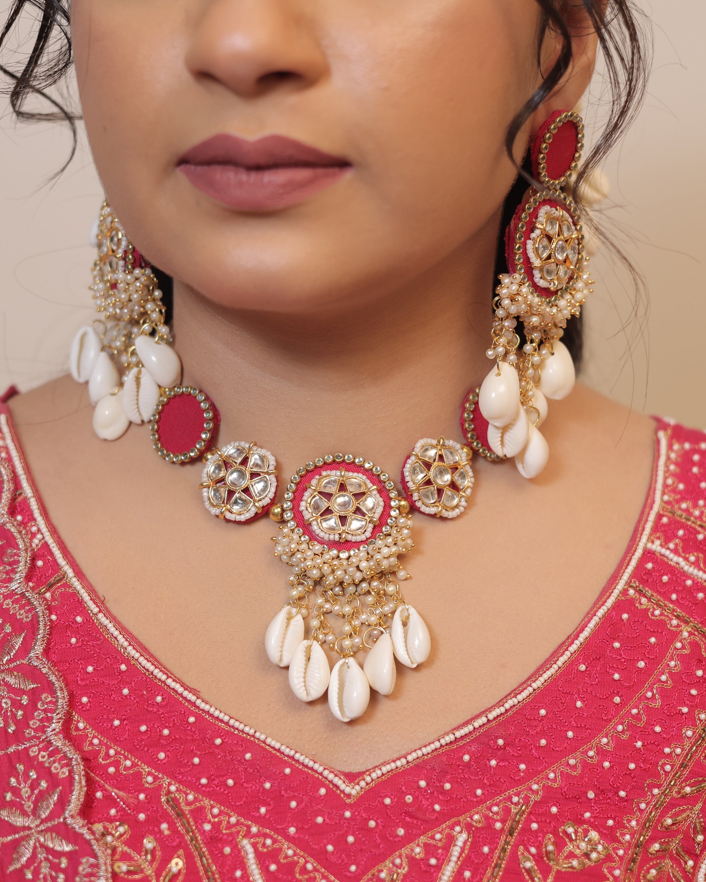 Rohini set  (Rani pink )